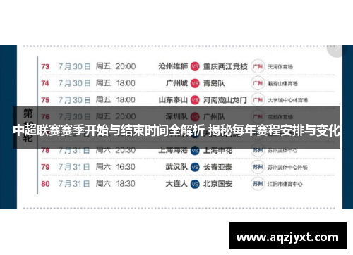 中超联赛赛季开始与结束时间全解析 揭秘每年赛程安排与变化
