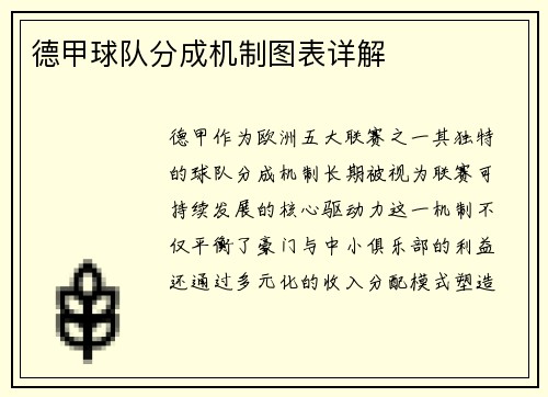 德甲球队分成机制图表详解